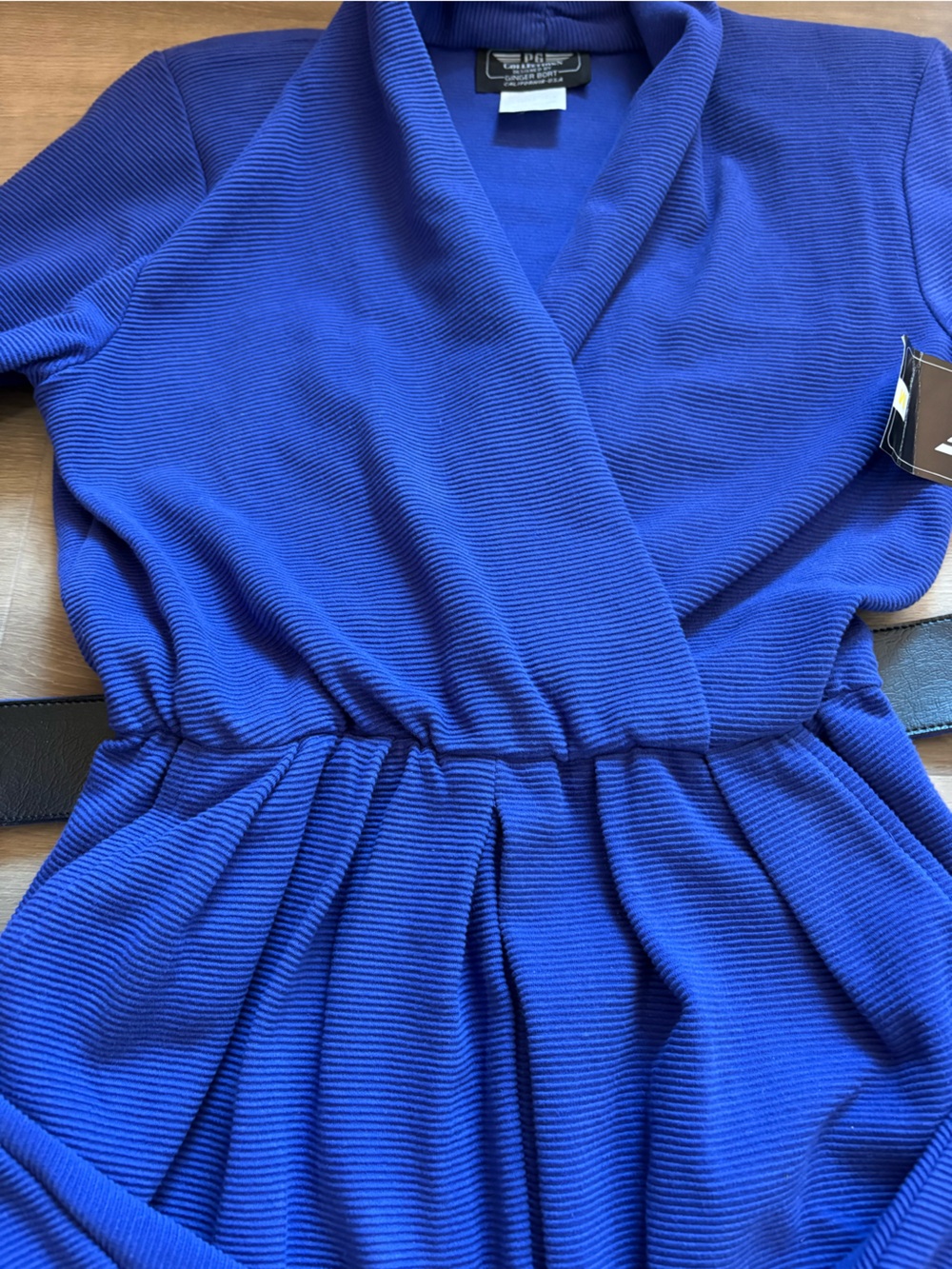 Pristine Vintage 80s Belted Jumpsuit in ribbed purple, blue. Size M - Picture 3 of 15